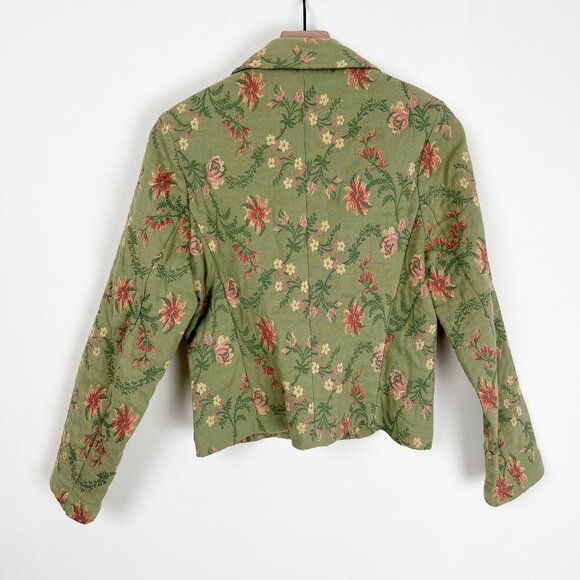 Vintage Jacquard Woven Embroidery Foral Blazer Jacket Coat Tapestry Cottagecore - Picture 6 of 7